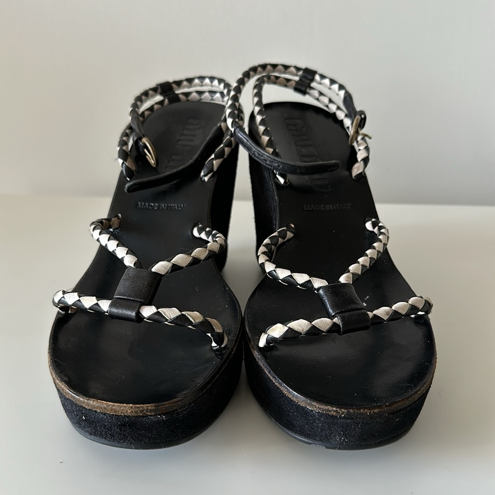 Authentic Miu Miu Wedge Sandals Size Us6/ Eu36 - image 3